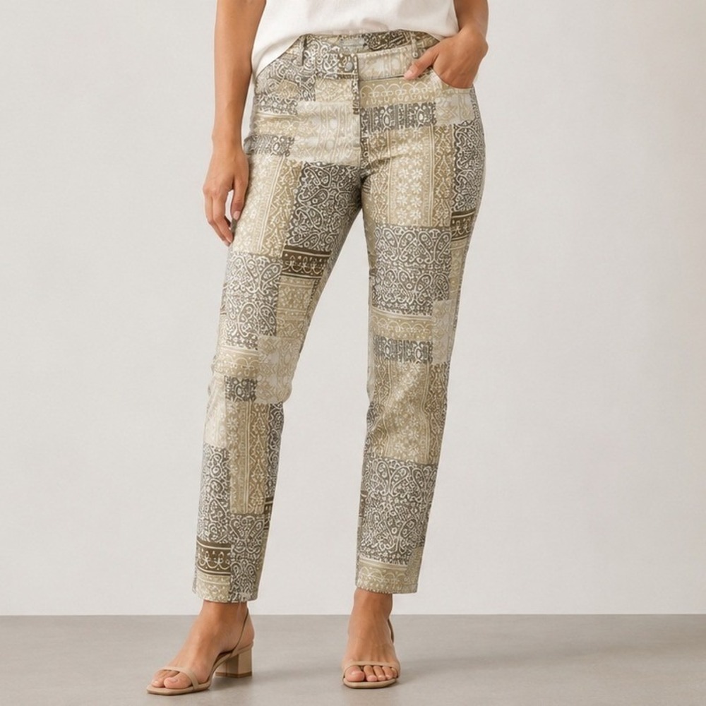 J.McLaughlin Patchwork Paisley Jeans Pants Slim Stretch Boho Festival Cottage 6